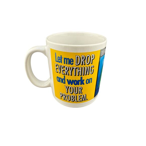 Vintage 1990s Dilbert Dogbert Coffee Mug Let Me Drop Everything NIB - Picture 4 of 8